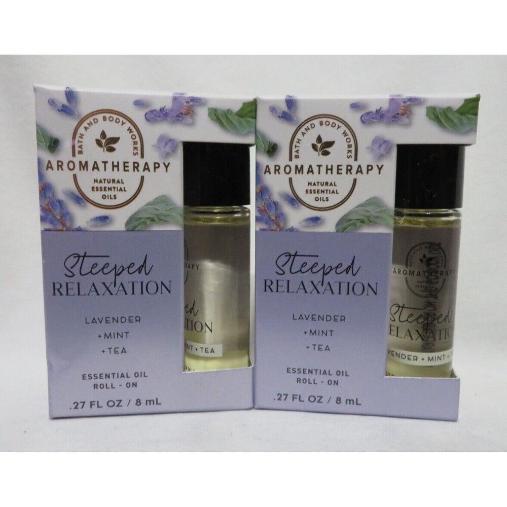 LAVENDER MINT TEA Bath & Body Works Aromatherapy Oil Roll-On 0.27 fl oz x 2